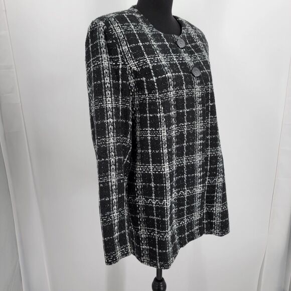 Southern Lady Blazer Womens 12 Check Textured Shimmer Threading Shoulder Pads - Picture 3 of 12